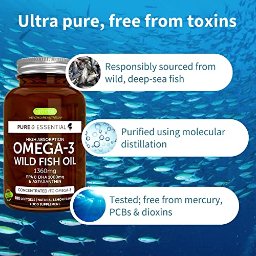 Omega 3 Fish Oil with Astaxanthin - 180 Capsules