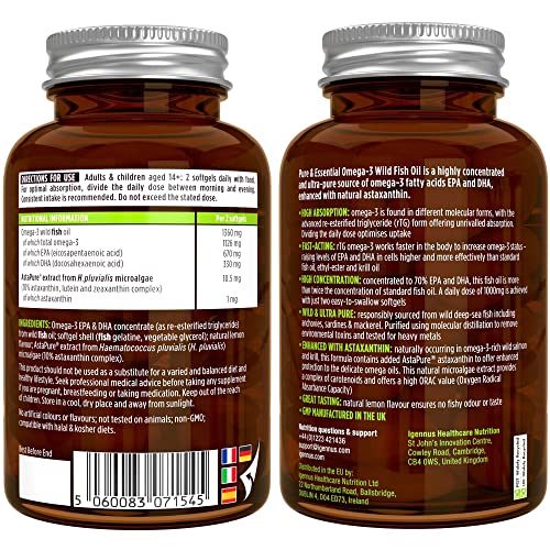 Omega 3 Fish Oil with Astaxanthin - 180 Capsules