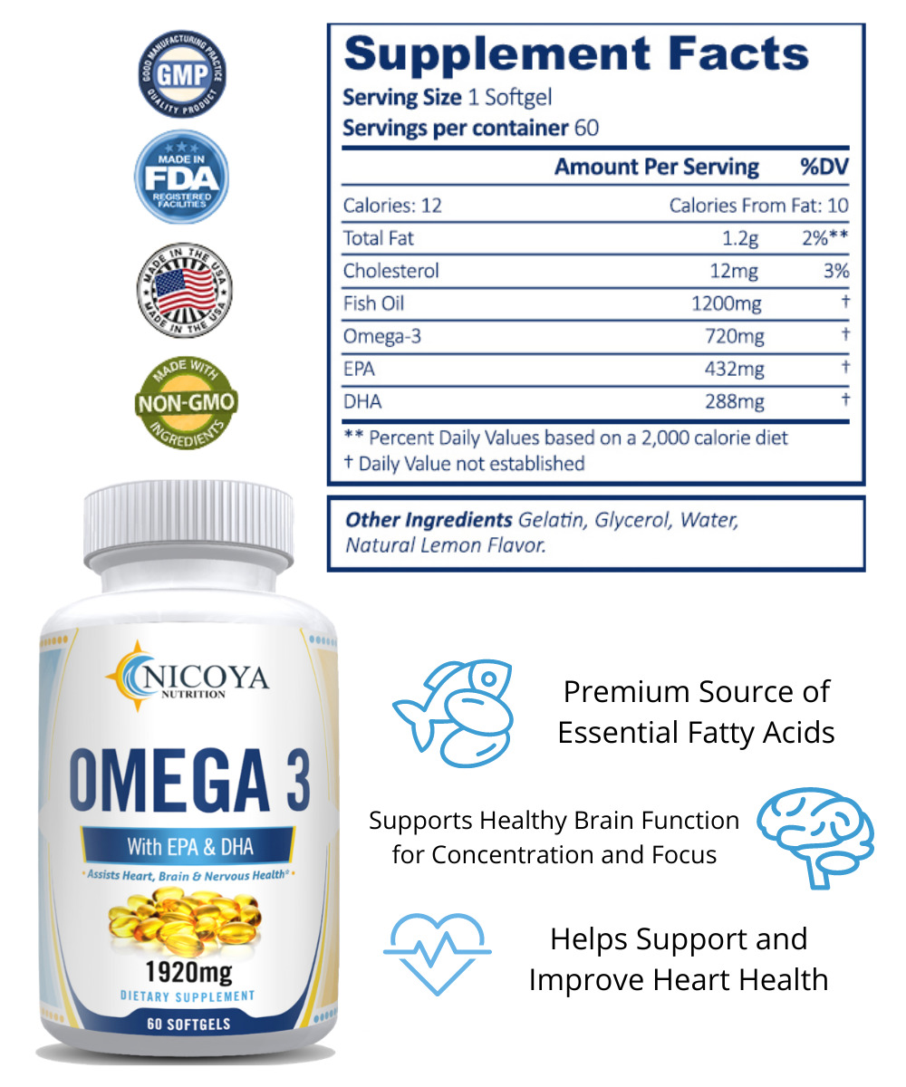 Triple Strength Omega 3 Fish Oil Capsules