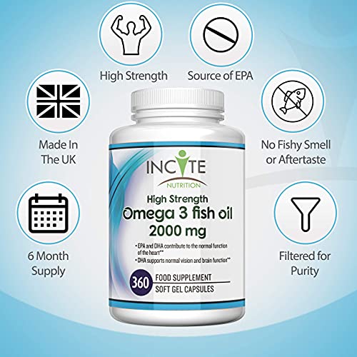 Omega 3 Fish Oil 2000mg Soft Gels 360 Count