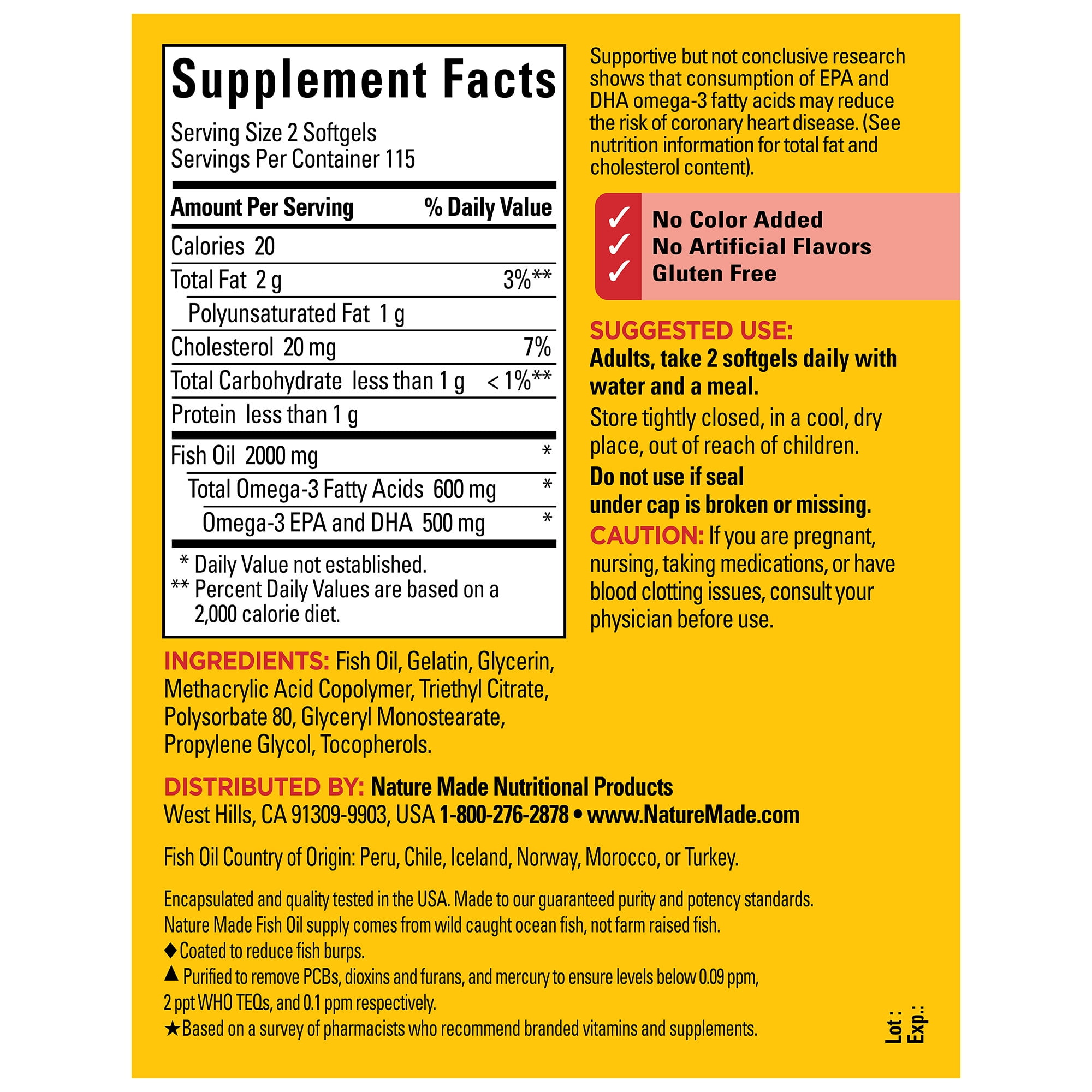 Nature Made Omega-3 Fish Oil Softgels 230 Count