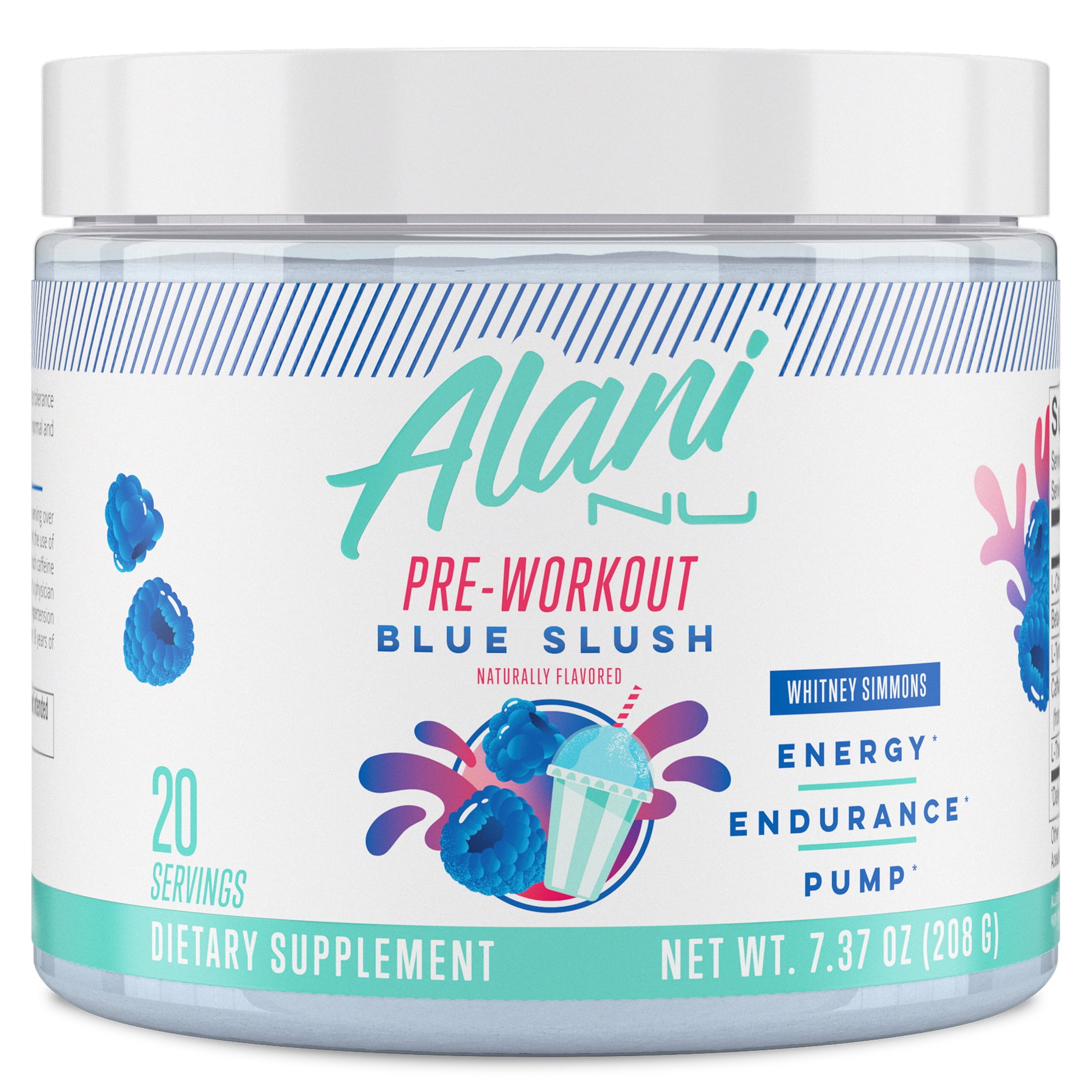 Alani Nu Blue Slush Pre-Workout Powder, 20 Servings