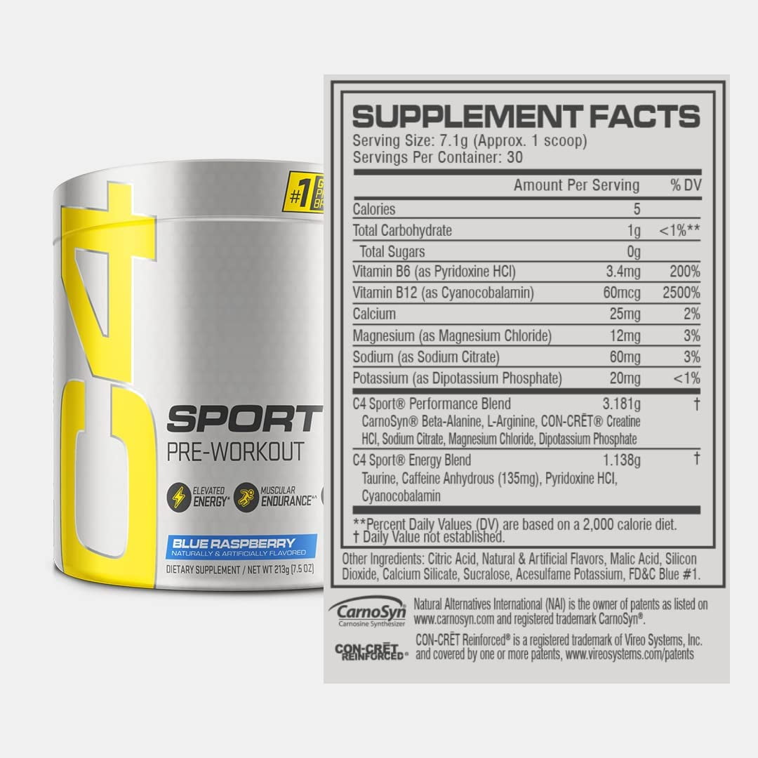 Cellucor C4 Sport Blue Raspberry Preworkout Powder