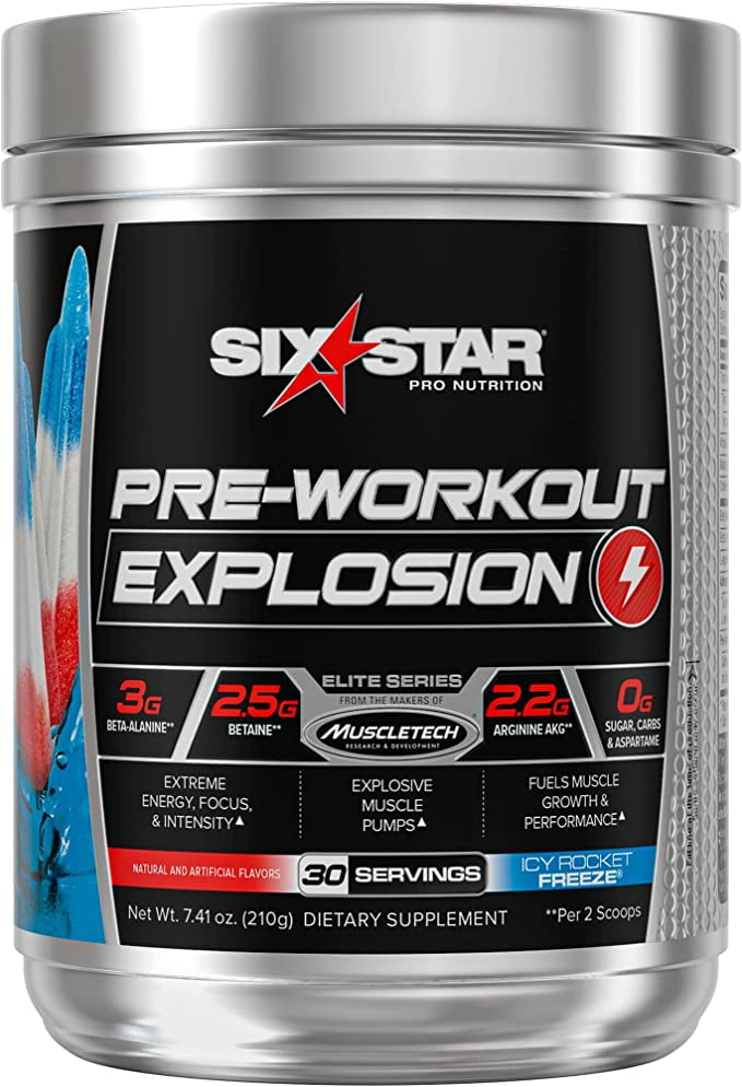 Six Star Pre-Workout Explosion Drink Mix, Icy Rocket Freeze