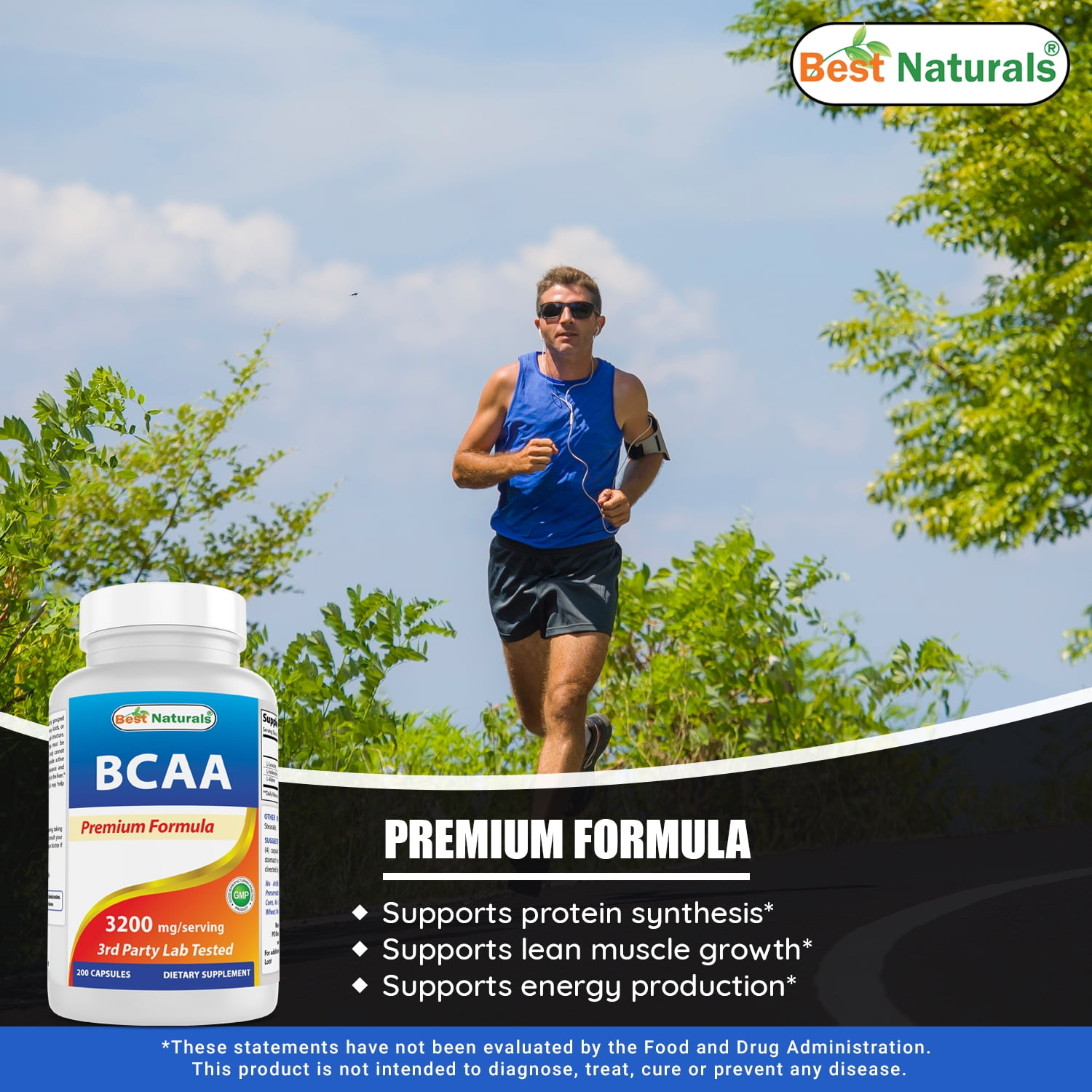 Best Naturals BCAA Amino Acids, 3200mg, 200 Capsules
