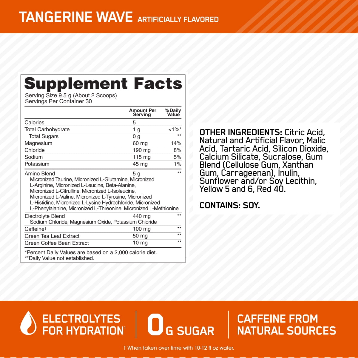 Optimum Nutrition Amino Energy Drink Powder, Tangerine