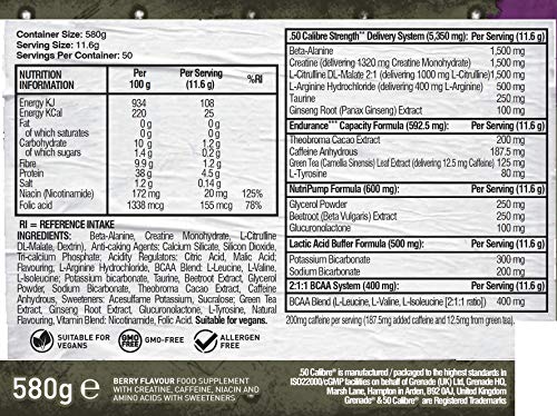 Grenade 50 Calibre Berry Blast Pre-Workout 50 Servings