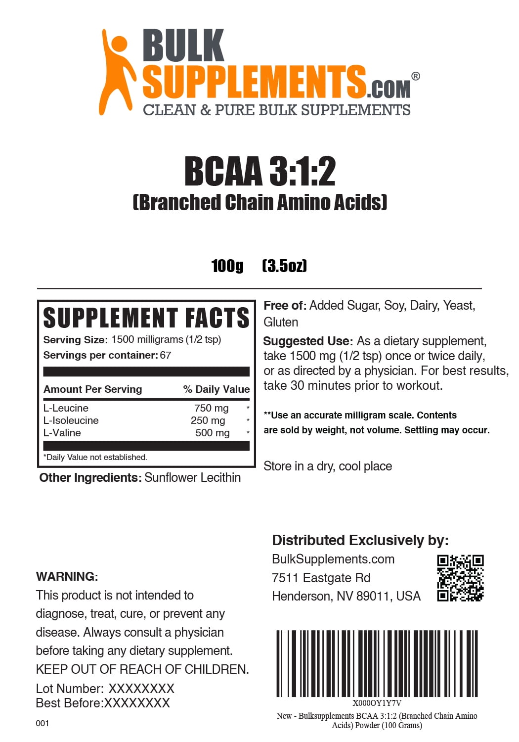 BCAA 3:1:2 Powder for Workout Support