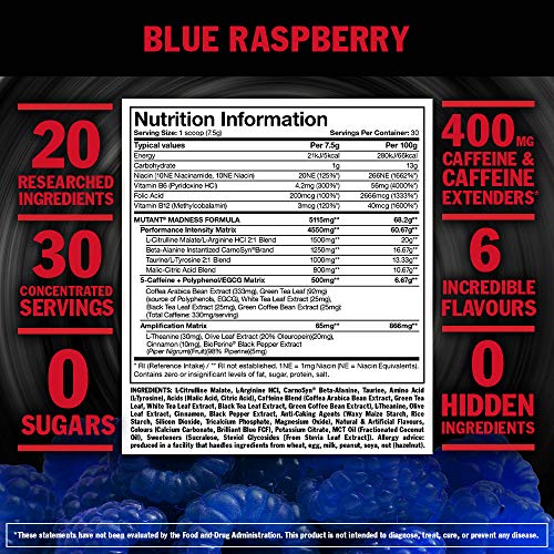 MUTANT MADNESS Blue Raspberry Pre-Workout Powder
