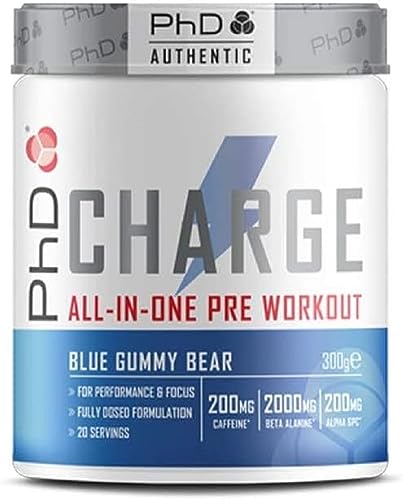 PhD Charge All-in-One Pre Workout, Blue Gummy Bear