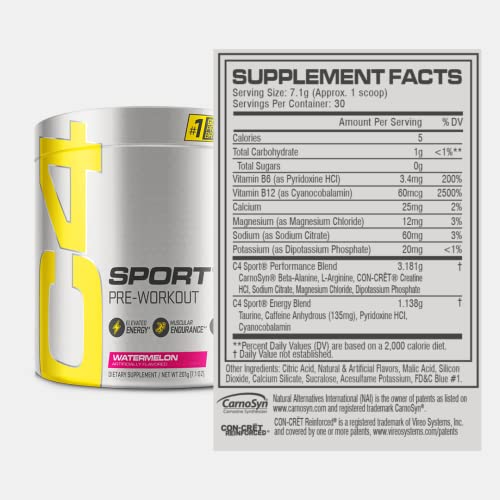 C4 Sport Preworkout Powder - Watermelon Flavor