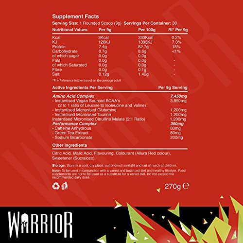 Warrior Amino Blast BCAA Powder, Strawberry Kiwi