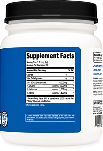 Nutricost Unflavored BCAA Powder 90 Servings