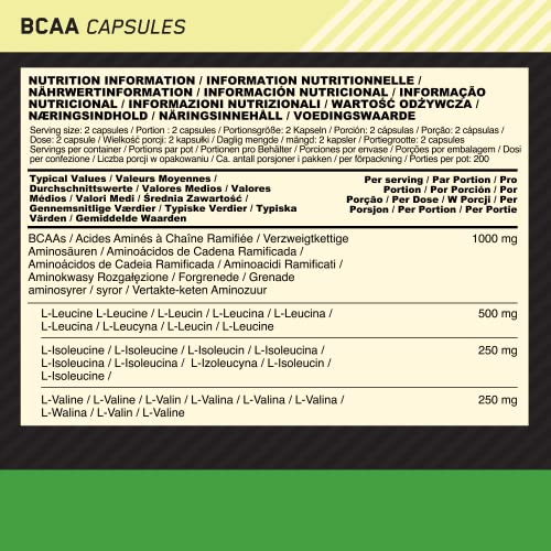 Optimum Nutrition BCAA Amino Acids 1000 mg 400 Caps