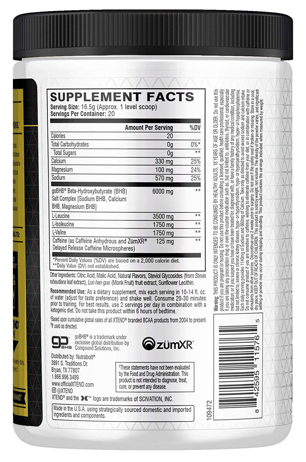 Xtend KETO BCAA Energy Supplement with goBHB