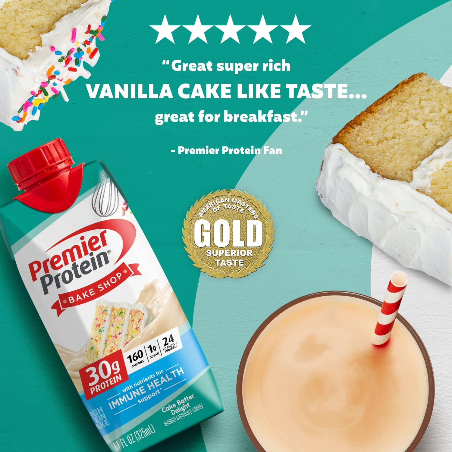 Premier Protein Shake, Cake Batter Delight, 30g Protein