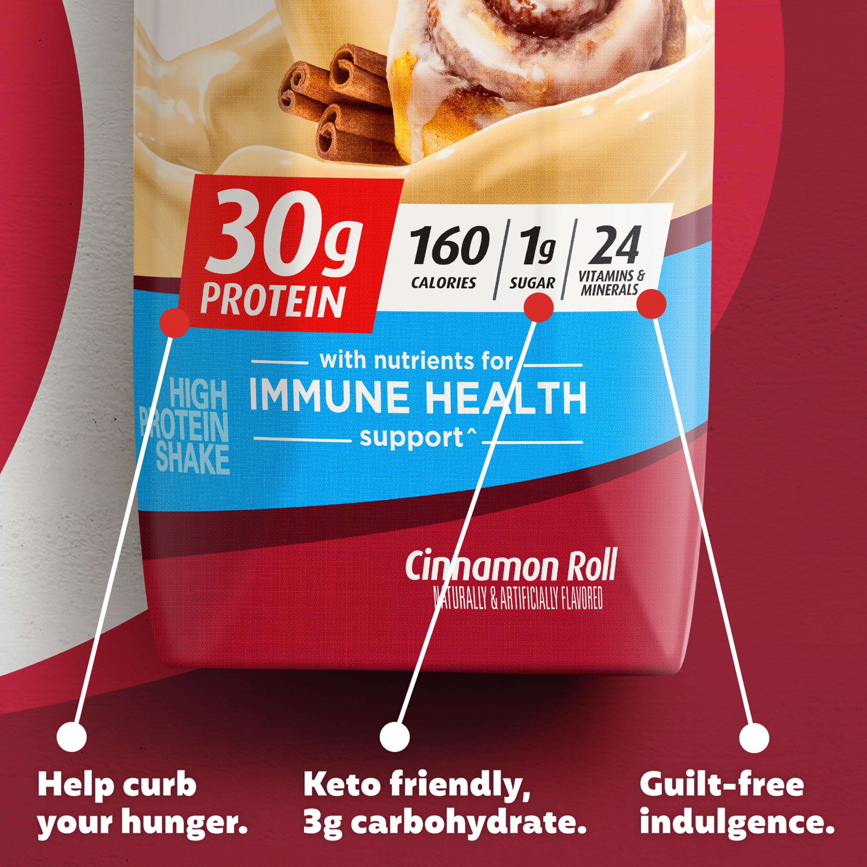 Cinnamon Roll Protein Shake, 30g Protein, 4 Pack