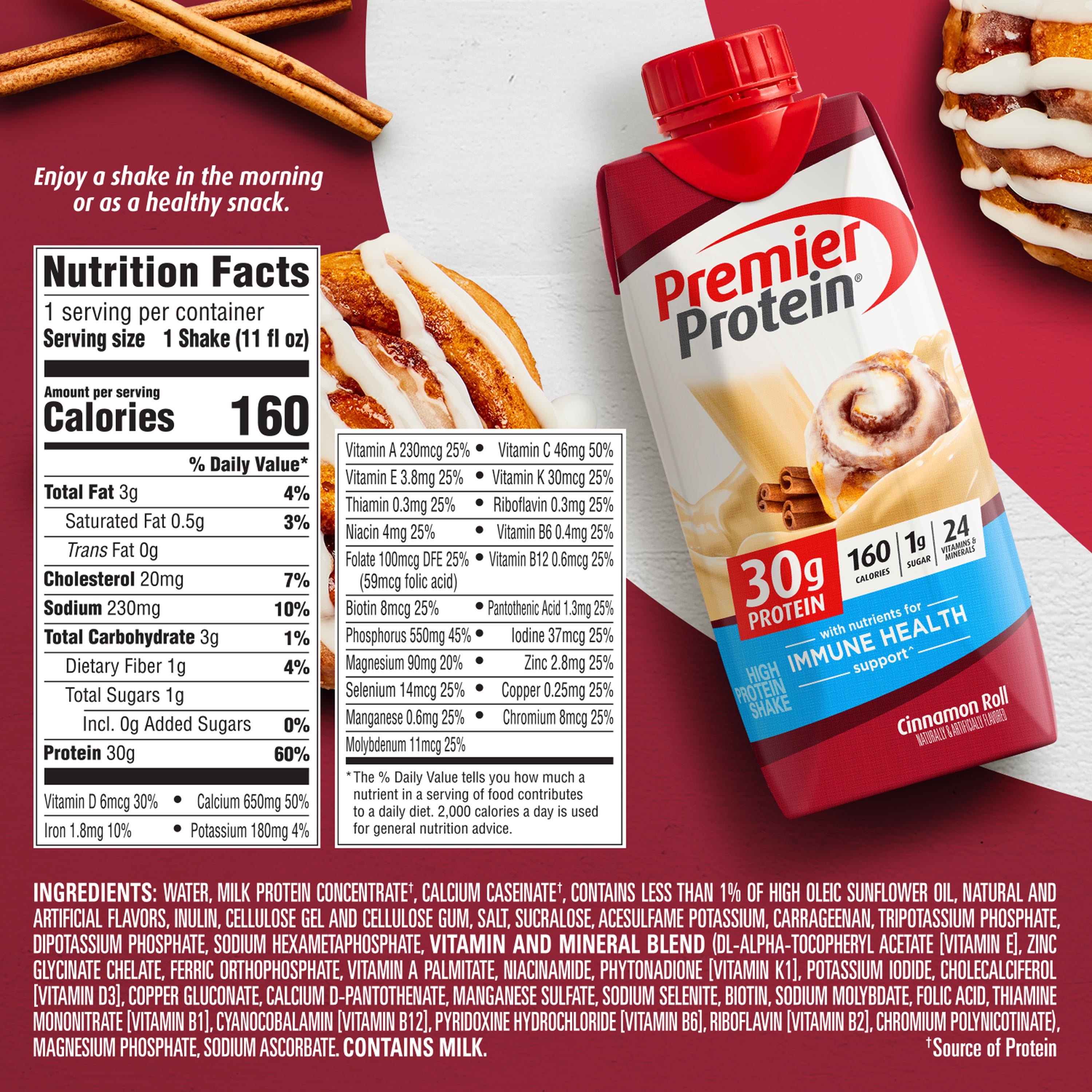 Cinnamon Roll Protein Shake, 30g Protein, 4 Pack