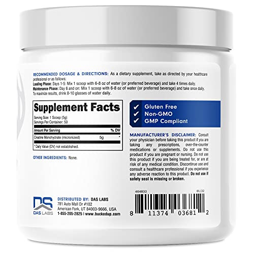 Bucked Up Micronized Creatine Monohydrate Powder 250g