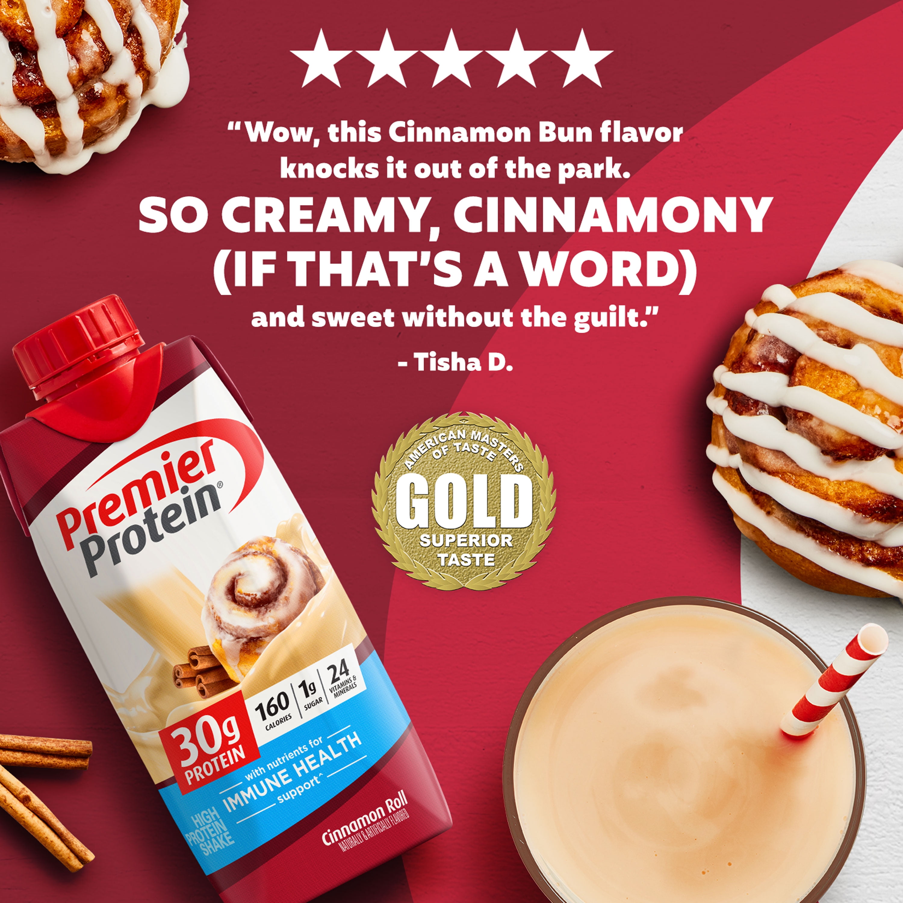 Cinnamon Roll Protein Shake, 30g Protein, 4 Pack