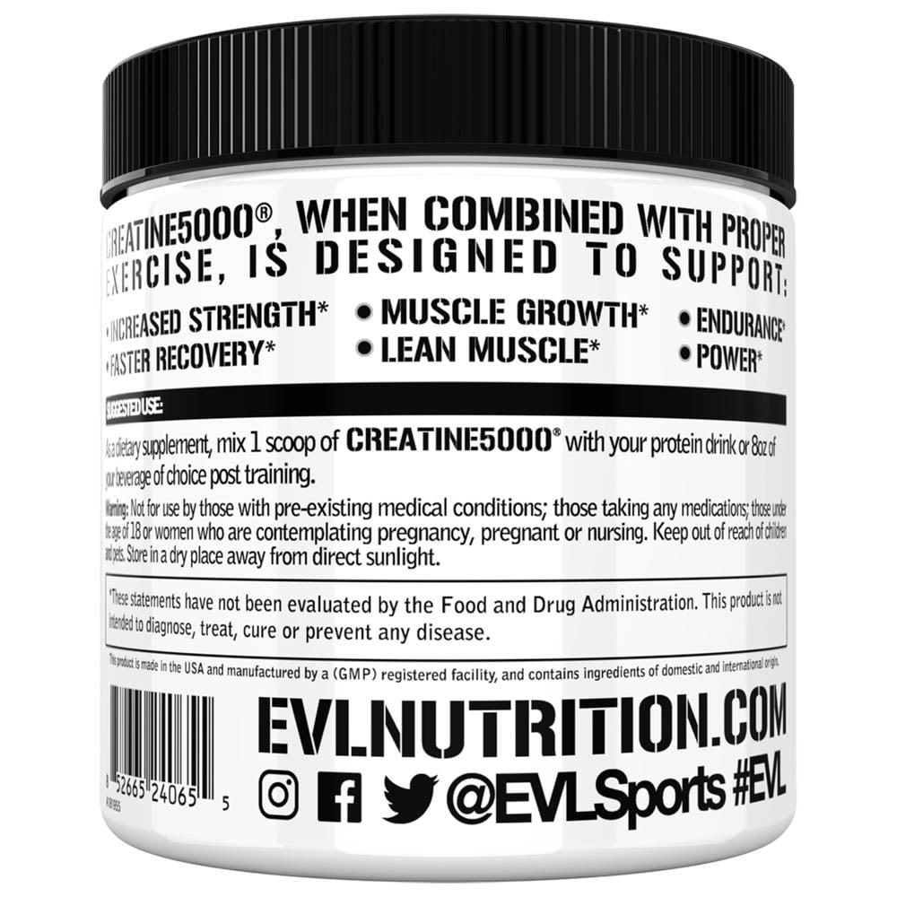 Creatine Monohydrate Powder 5000mg Unflavored 60 Servings