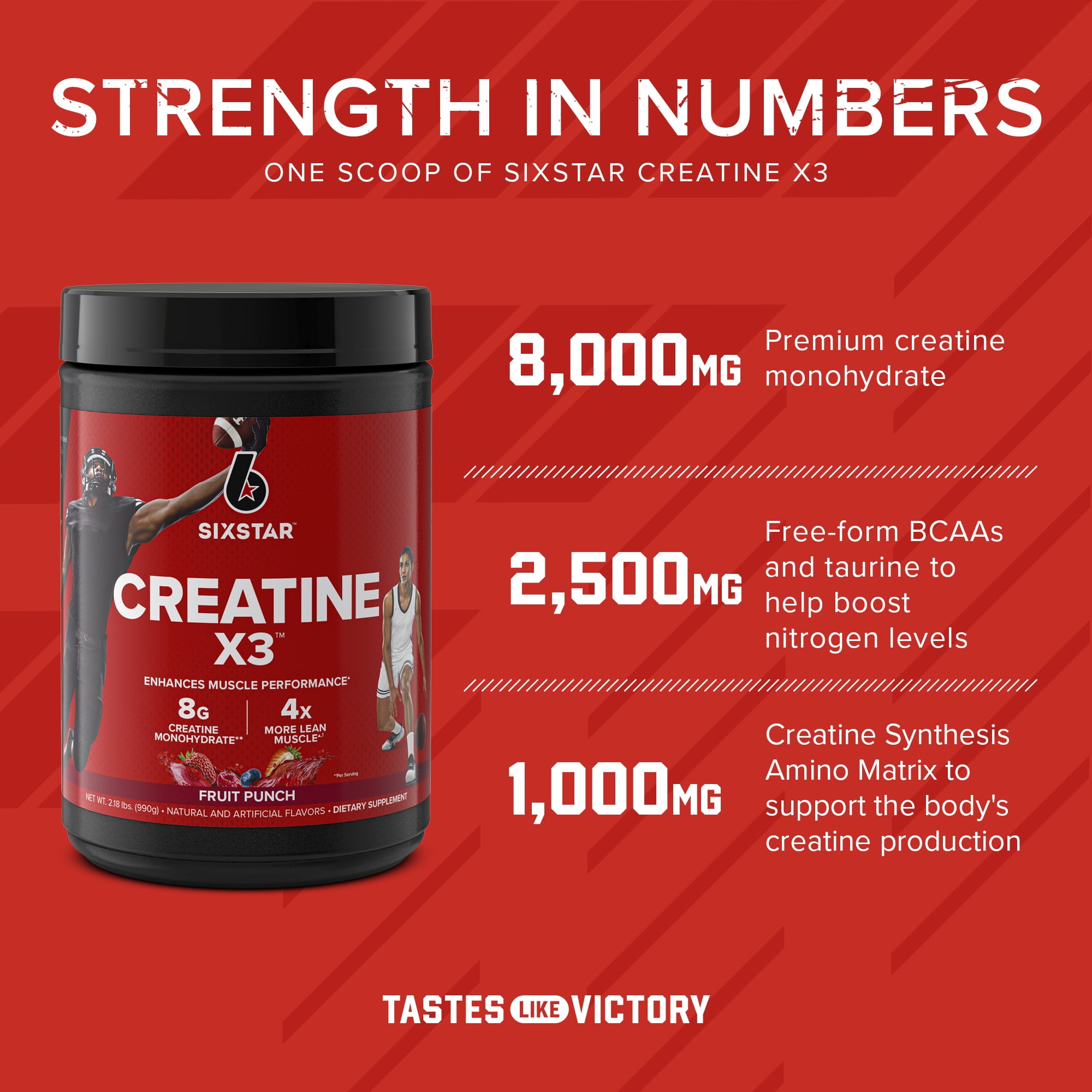 Six Star Creatine X3 BCAA Powder, Fruit Punch