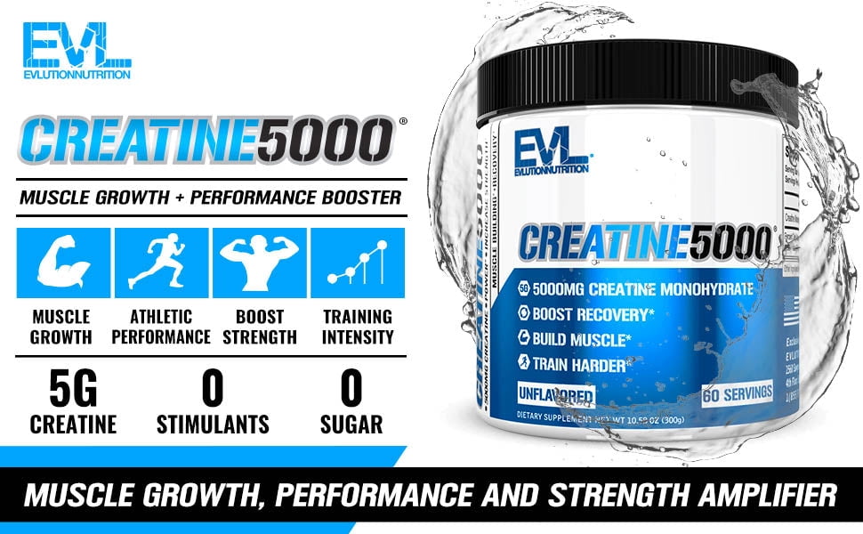 Creatine Monohydrate Powder 5000mg Unflavored 60 Servings