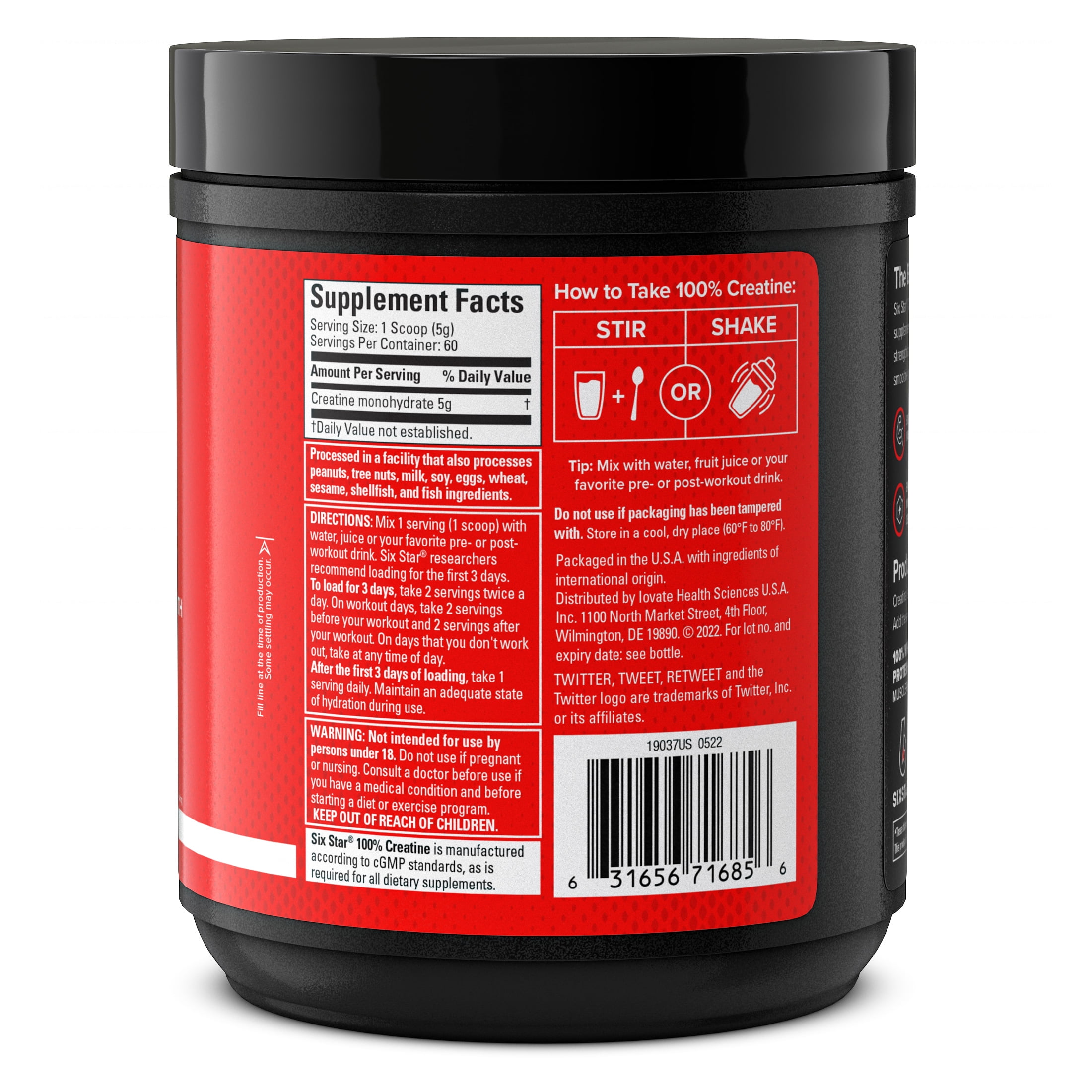 Six Star Creatine Powder for Muscle Strength 10.58 oz