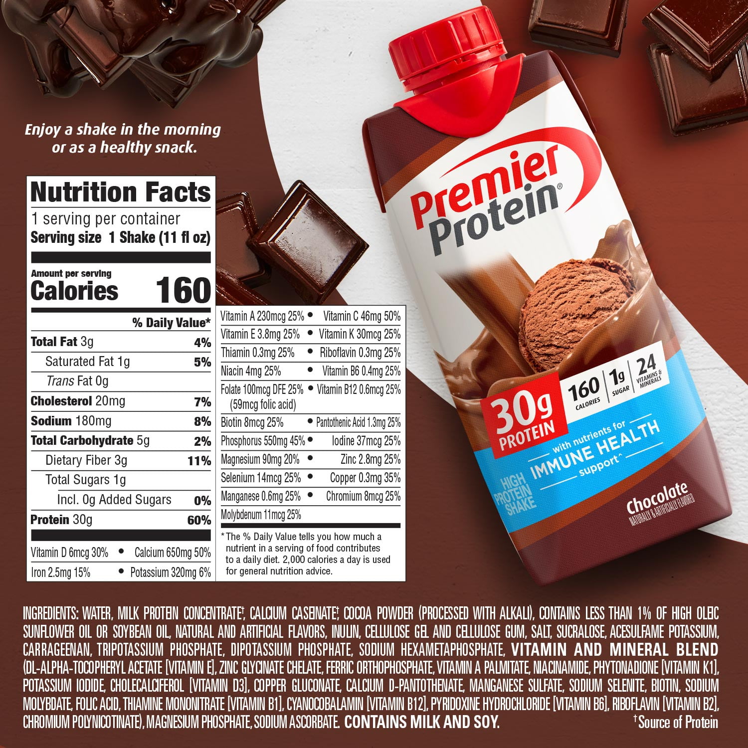 Chocolate Protein Shake with 30g Protein, 24 Nutrients