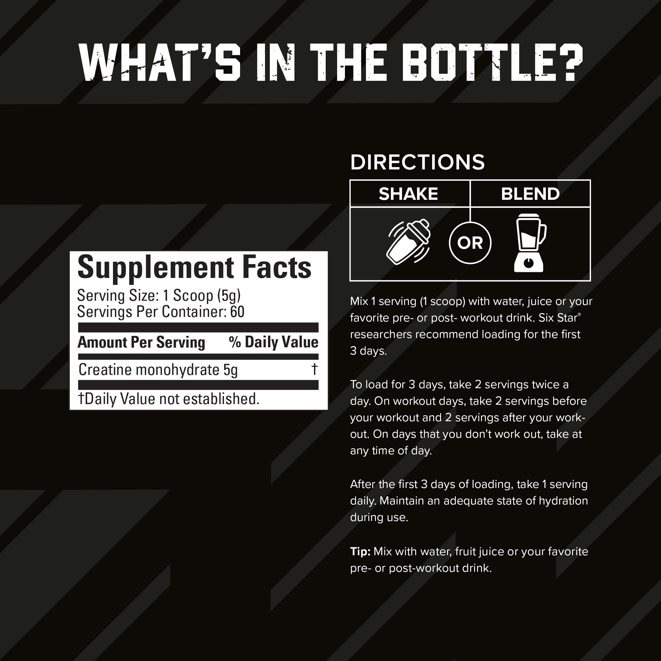 Six Star Creatine Powder for Muscle Strength 10.58 oz