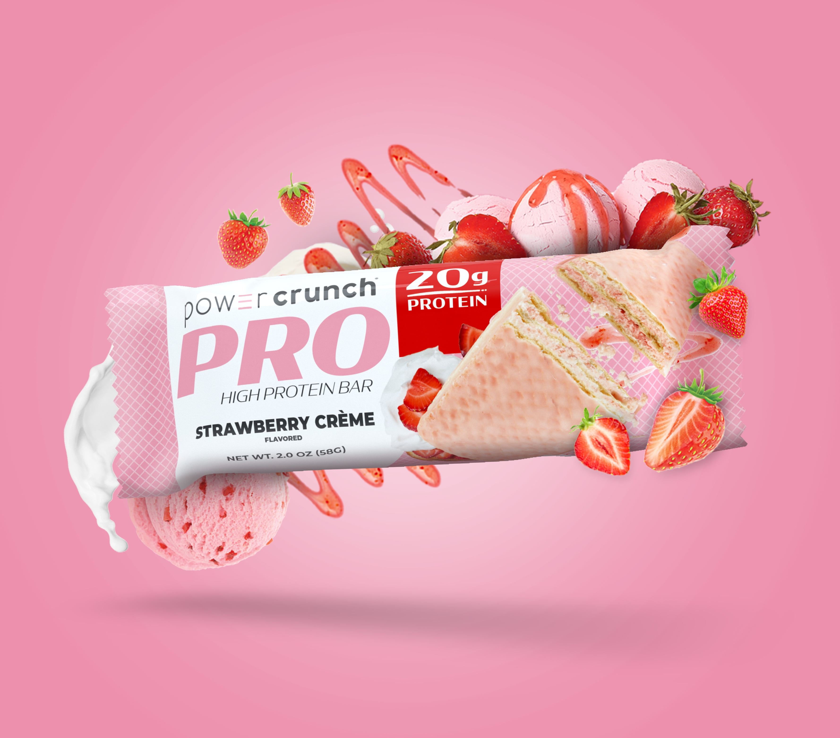 Power Crunch PRO Strawberry Cream Protein Bars, 20g
