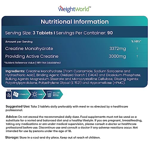 Creatine Monohydrate 3000mg - 270 Vegan Tablets