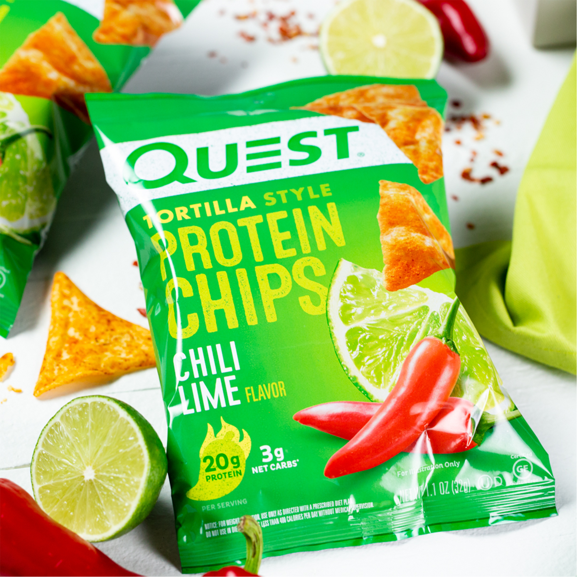 Quest Tortilla Protein Chips, Chili Lime, Low Carb