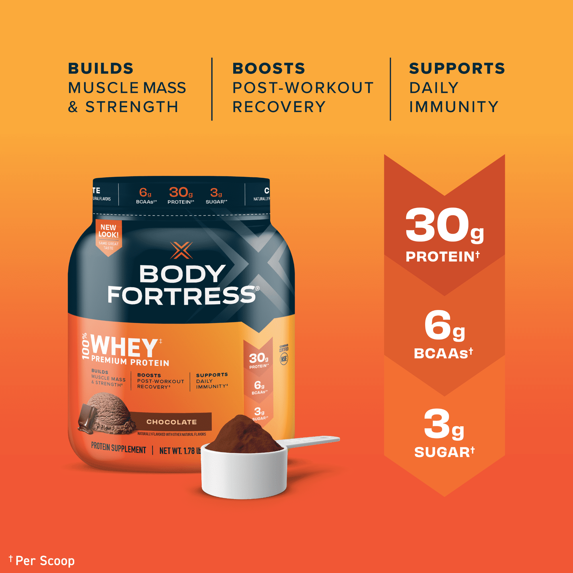 Body Fortress Super Advanced Chocolate Whey Protein 1.78 lbs