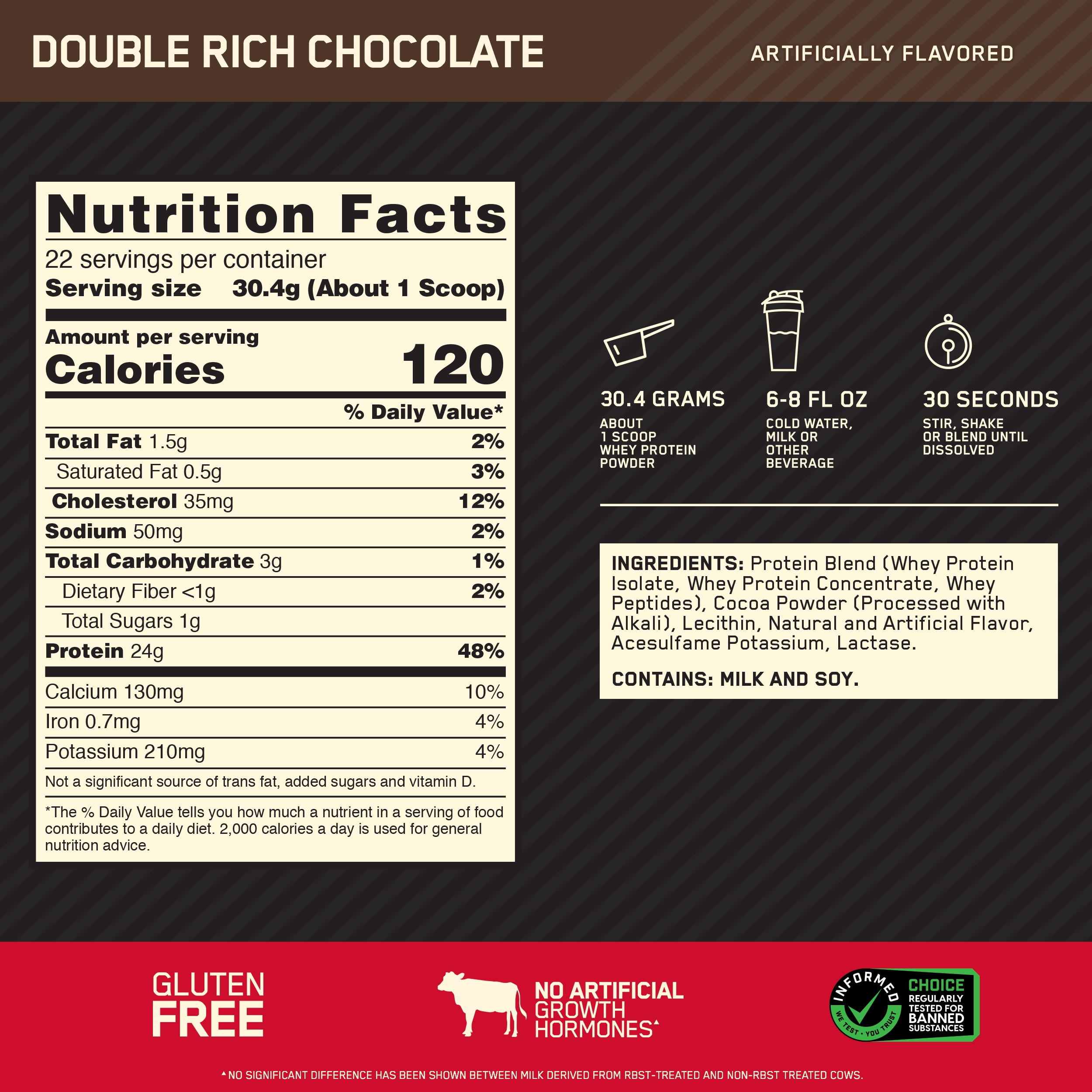 Optimum Nutrition Gold Standard Whey, Chocolate Protein