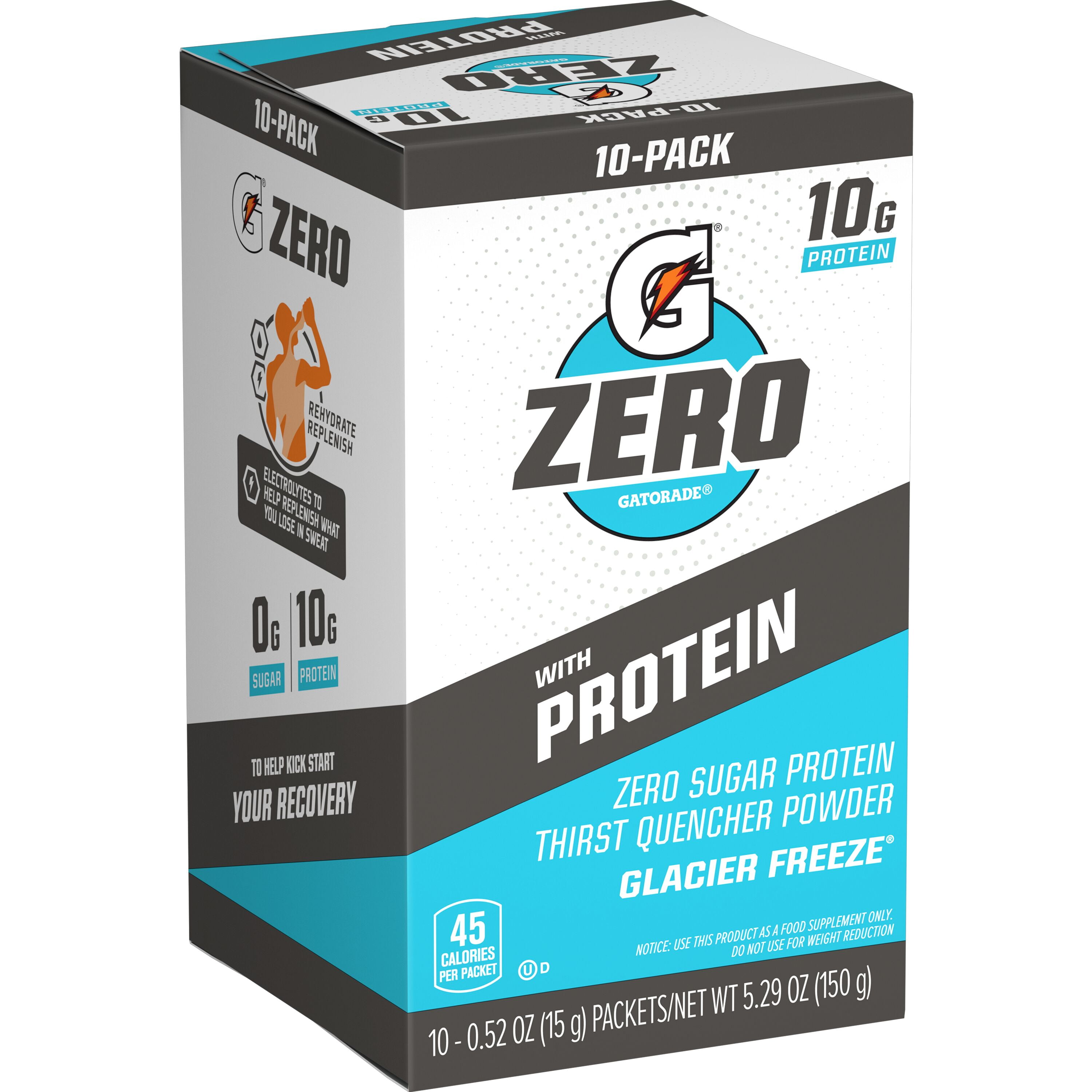 Gatorade Zero Protein Powder Glacier Freeze, 10 Pack