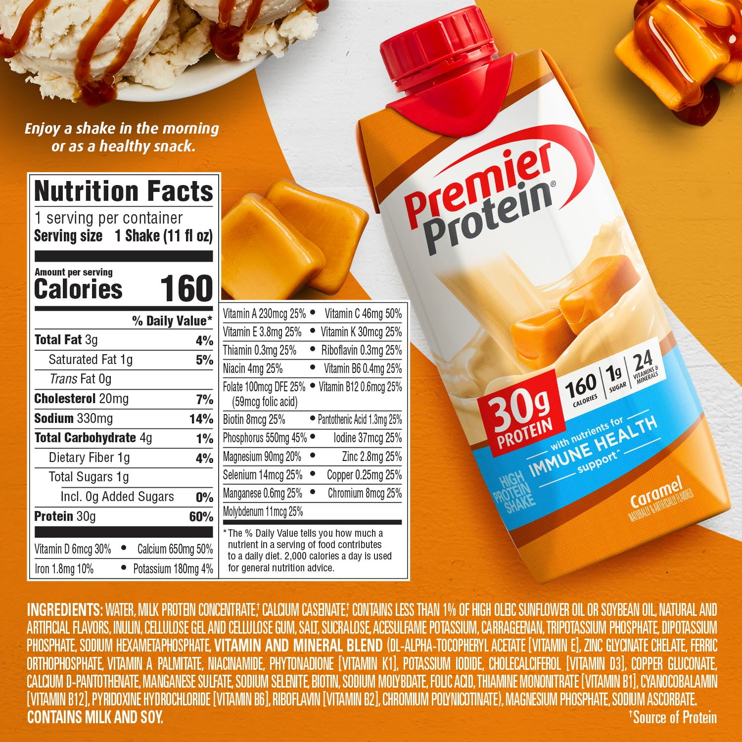 Caramel Premier Protein Shake, 30g Protein, 4 Pack