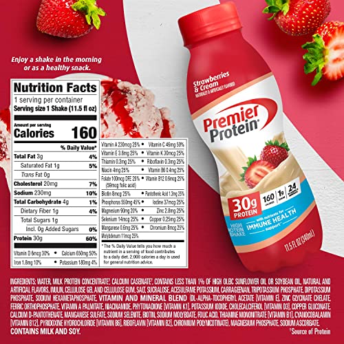 Premier Protein 30g Shake, Strawberries & Cream, 12-Pack