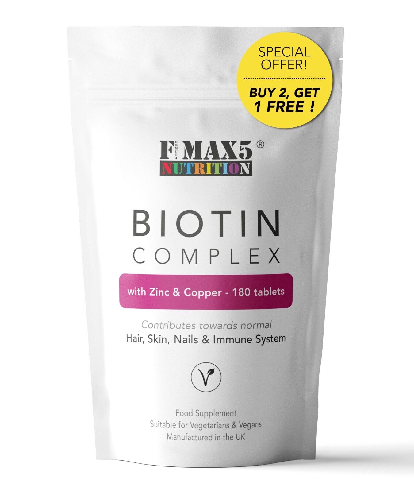 Biotin 10,000mcg with Zinc & Copper 180 Tablets