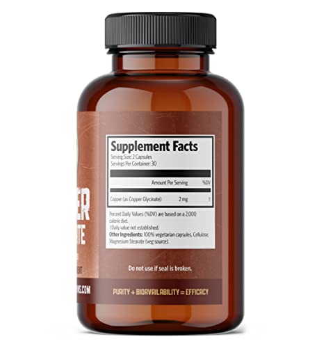 Copper Glycinate Supplement - 60 Vegan Capsules