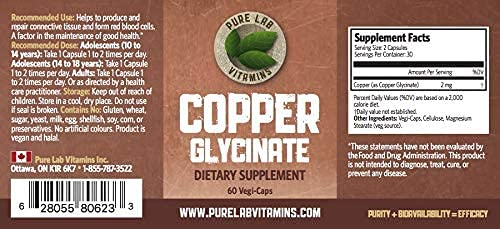 Copper Glycinate Supplement - 60 Vegan Capsules