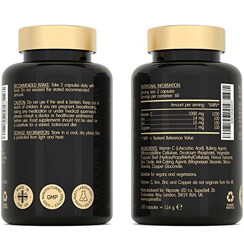 Vitamin C and Zinc 1000mg Capsules - Immune Support