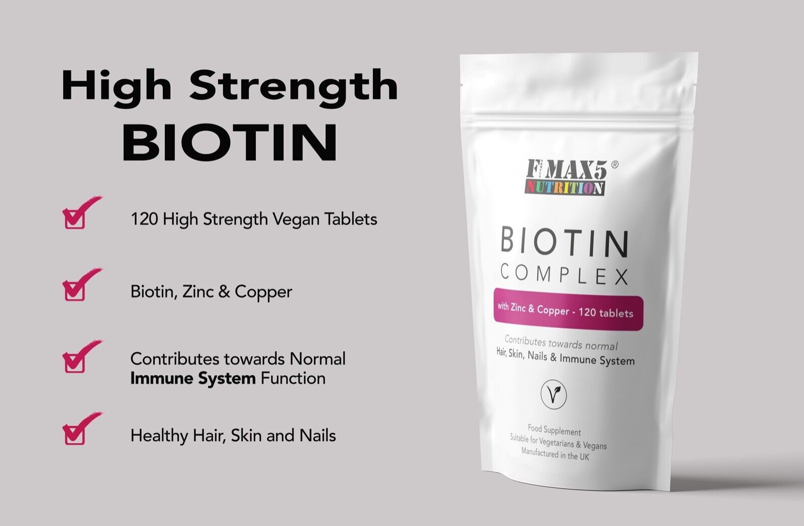 Biotin 10,000mcg, Zinc & Copper for Healthy Hair