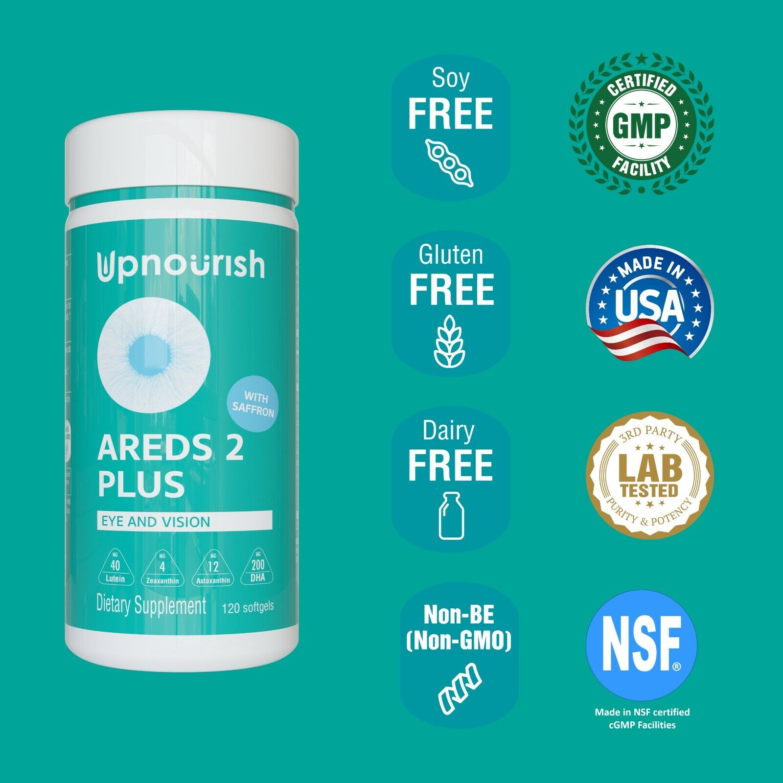 UpNourish AREDS 2 Plus Eye Health Supplement