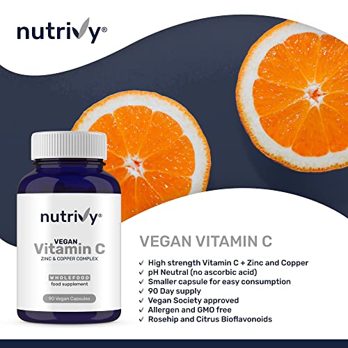 Vegan Vitamin C, Zinc & Copper Capsules, 90 Count