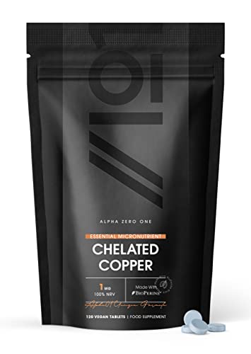Chelated Copper 1mg with BioPerine® – 120 Vegan Tablets