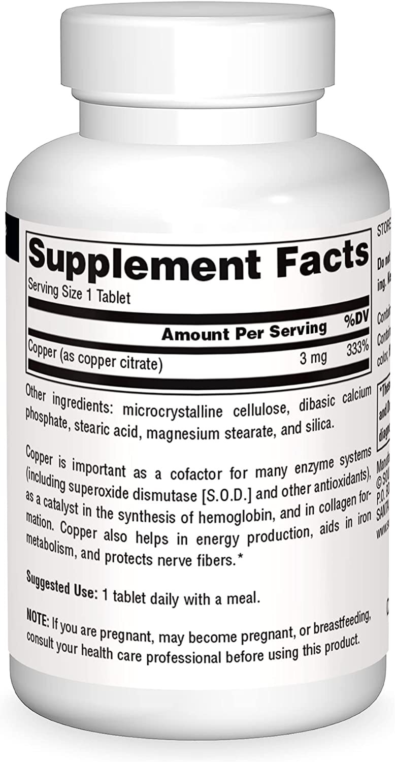 Source Naturals Copper 3mg - 120 Tablets