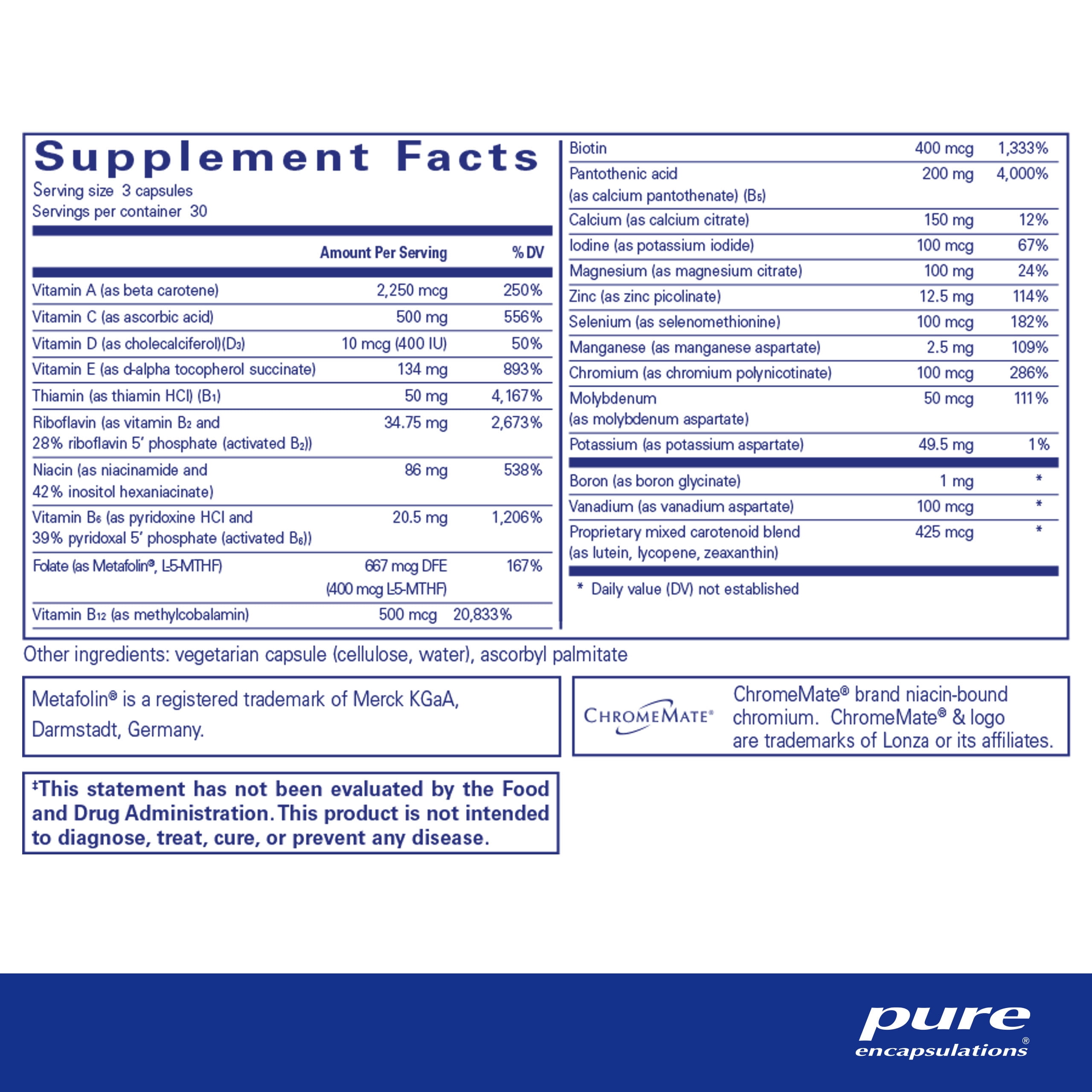 Pure Encapsulations Nutrient 950, No Copper or Iron