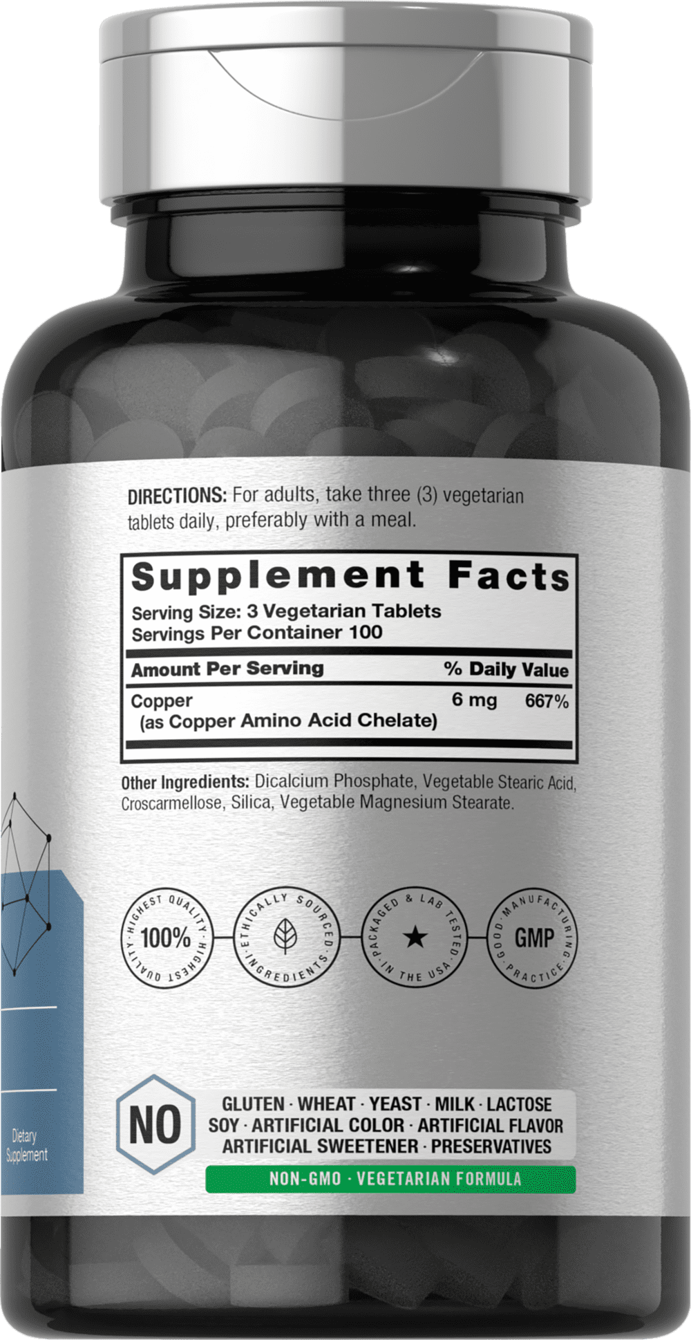 Chelated Copper 6mg - 300 Vegetarian Tablets