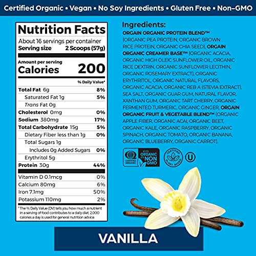 Orgain Organic Vegan Protein Powder - Vanilla 2.01lb